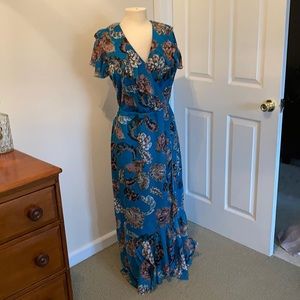 Apt 9 XL maxi wrap dress turquoise paisley